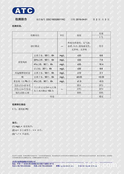 ATC 檢測報(bào)告